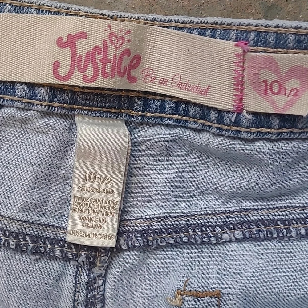 Justice Girls 10 1/2 distressed denim light blue jeans flare